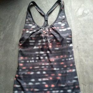 Women's Champion Sport Tank  Gray, Pink, White Print Racerback, Size L